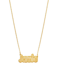  THE DOUBLE PLATE BUBBLE LETTER NAMEPLATE NECKLACE