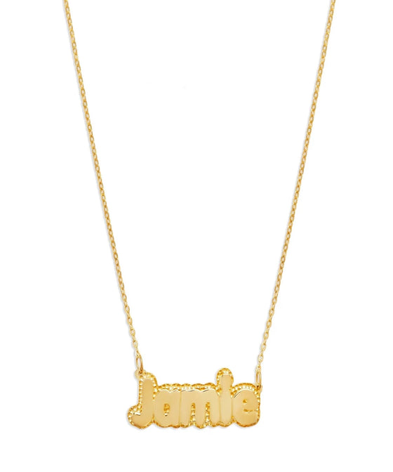 THE DOUBLE PLATE BUBBLE LETTER NAMEPLATE NECKLACE