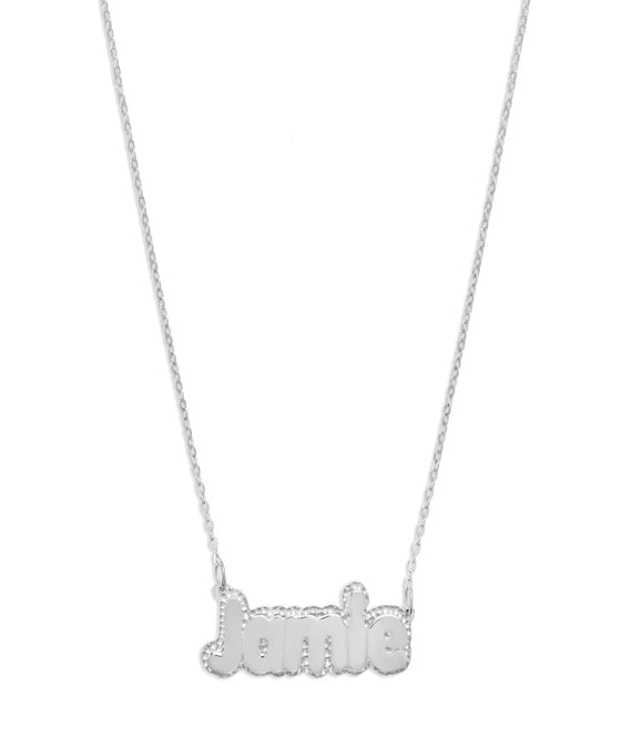 THE DOUBLE PLATE BUBBLE LETTER NAMEPLATE NECKLACE
