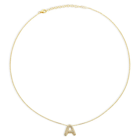 THE PAVE' BUBBLE LETTER PENDANT NECKLACE