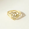 THE CUTOUT FLOWER HEART LETTER RING