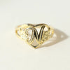 THE CUTOUT FLOWER HEART LETTER RING