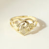 THE CUTOUT FLOWER HEART LETTER RING