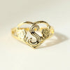 THE CUTOUT FLOWER HEART LETTER RING