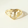 THE CUTOUT FLOWER HEART LETTER RING