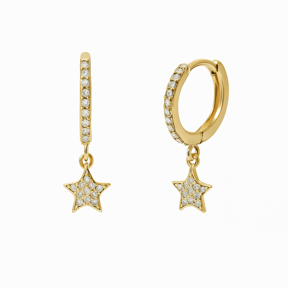 THE HANGING PAVE STAR EARRING