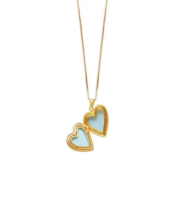 THE PEARL HEART PHOTO LOCKET NECKLACE