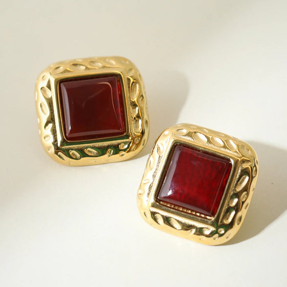 THE SQUARE RED HEIRLOOM EARRINGS