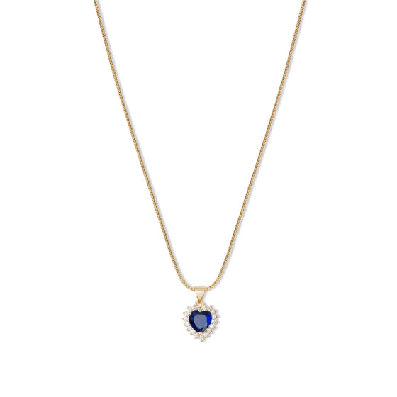 THE MARIA BLUE BEZEL HEART PENDANT NECKLACE