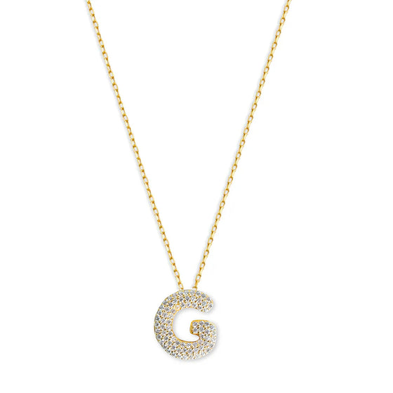 THE PAVE' BUBBLE LETTER PENDANT NECKLACE