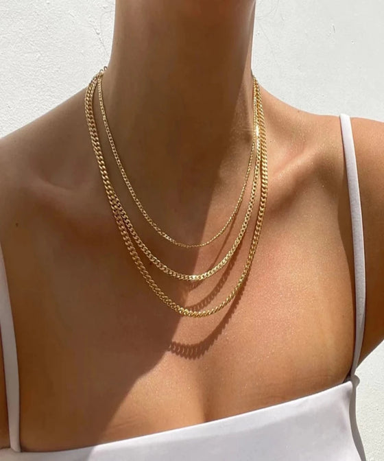 THE TRIPLE LAYER CURB CHAIN NECKLACE