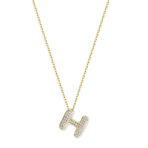 THE PAVE' BUBBLE LETTER PENDANT NECKLACE