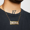 THE DOUBLE PLATE BOXED UPPERCASE OLD ENGLISH NECKLACE (CHAPTER II BY GREG YÜNA X THE M JEWELERS)