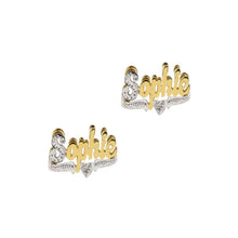  THE DOUBLE PLATED CLASSIC SCRIPT STUD EARRINGS