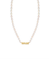 THE BUBBLE LETTER PEARL NAMEPLATE NECKLACE