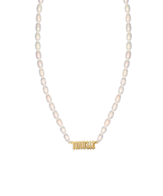 THE BRICK PEARL NAMEPLATE NECKLACE