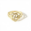 THE CUTOUT FLOWER HEART LETTER RING