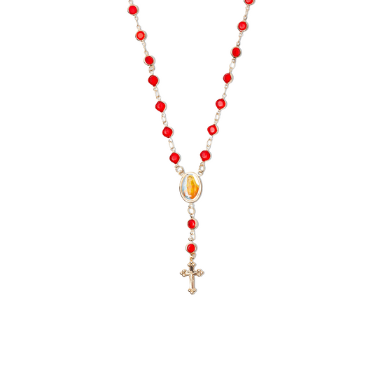 THE RED STONE ROSARY NECKLACE