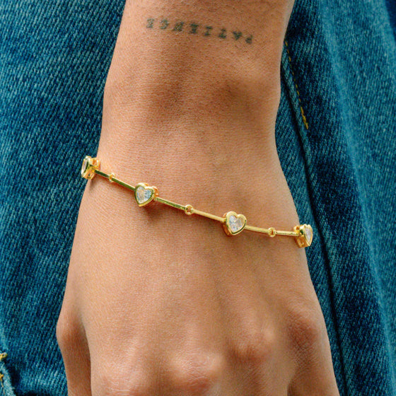 BEZEL HEART LINK BRACELET