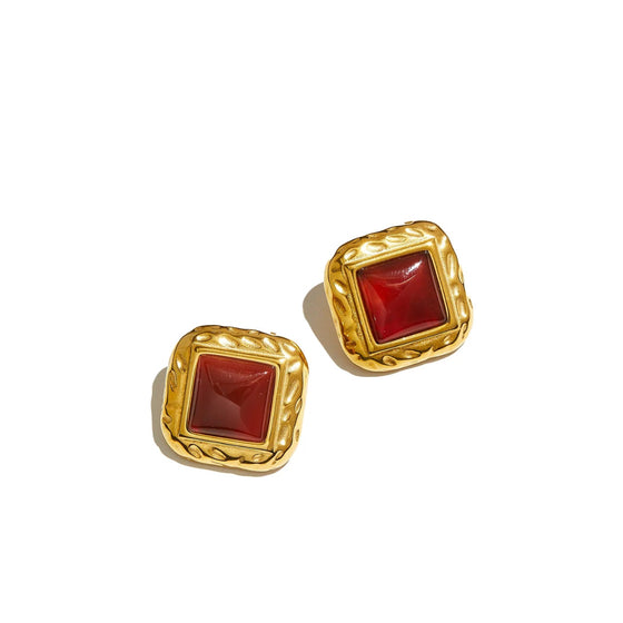 THE SQUARE RED HEIRLOOM EARRINGS