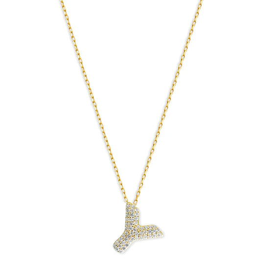 THE PAVE' BUBBLE LETTER PENDANT NECKLACE