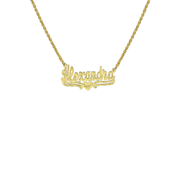 THE SINGLE HEART ROPE CUT NAMEPLATE NECKLACE