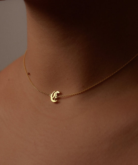 uppercase single letter gold choker necklace