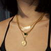 gold cut tone name necklace